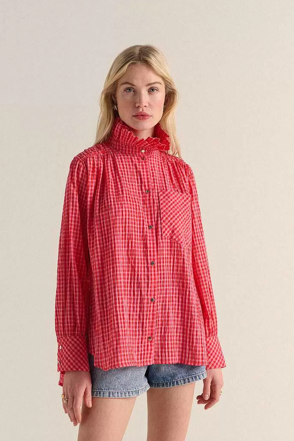 Balzac Chemise Leonor Vichy Rose Et Rouge^Femme Chemises Et Blouses