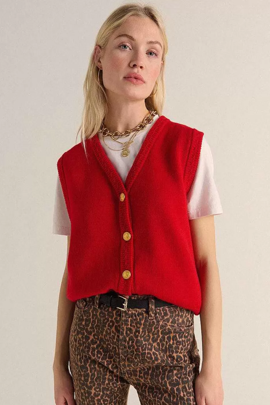 Balzac Gilet Constant Rouge^Femme Pulls Et Cardigans