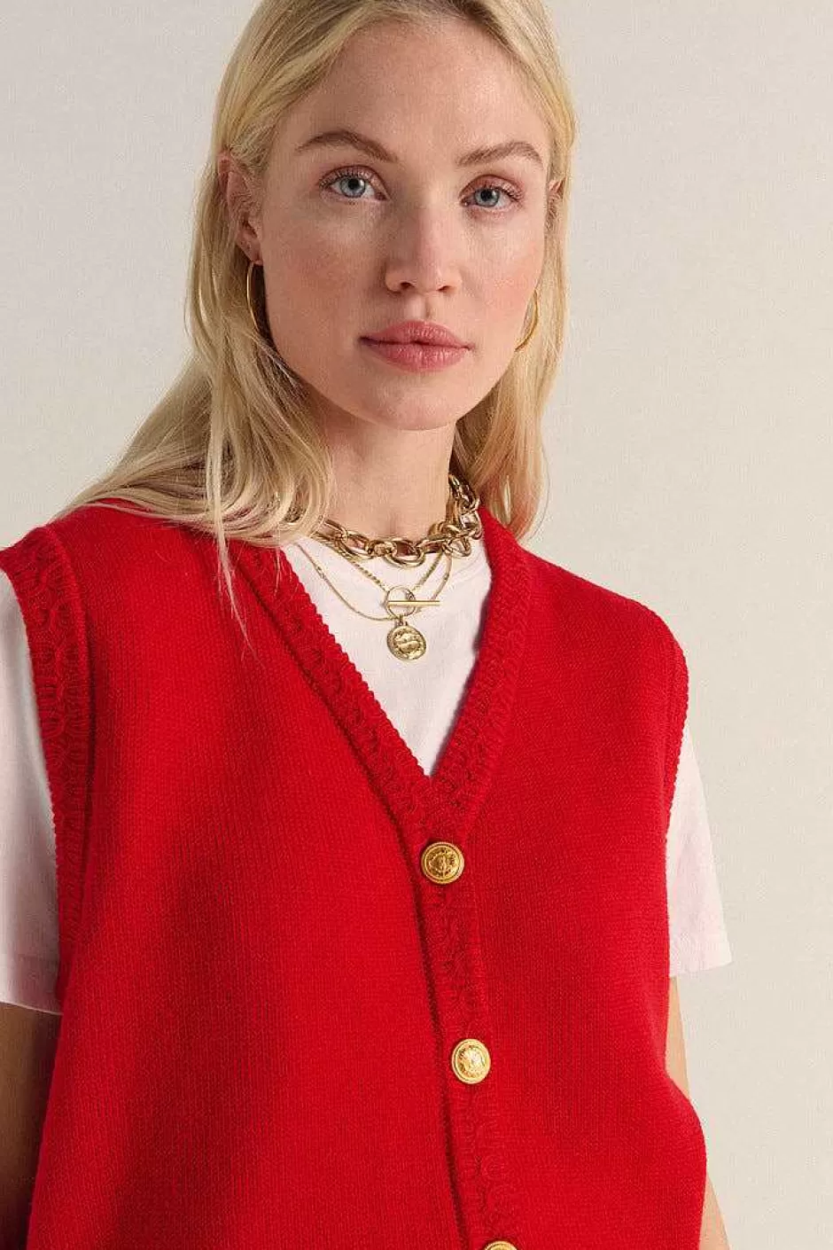 Balzac Gilet Constant Rouge^Femme Pulls Et Cardigans