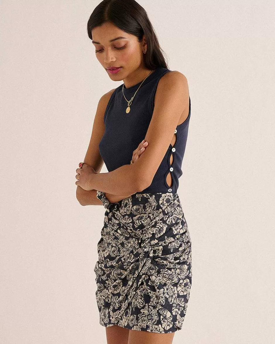 Balzac Jupe Flore Imprime Flower Party Rayures Marine Et Ecru^Femme Jupes Et Shorts