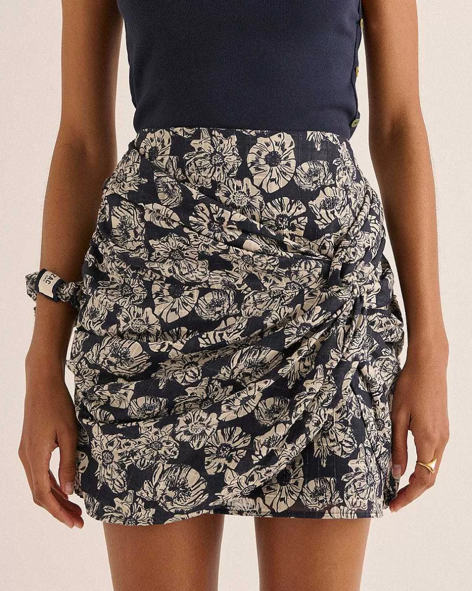 Balzac Jupe Flore Imprime Flower Party Rayures Marine Et Ecru^Femme Jupes Et Shorts