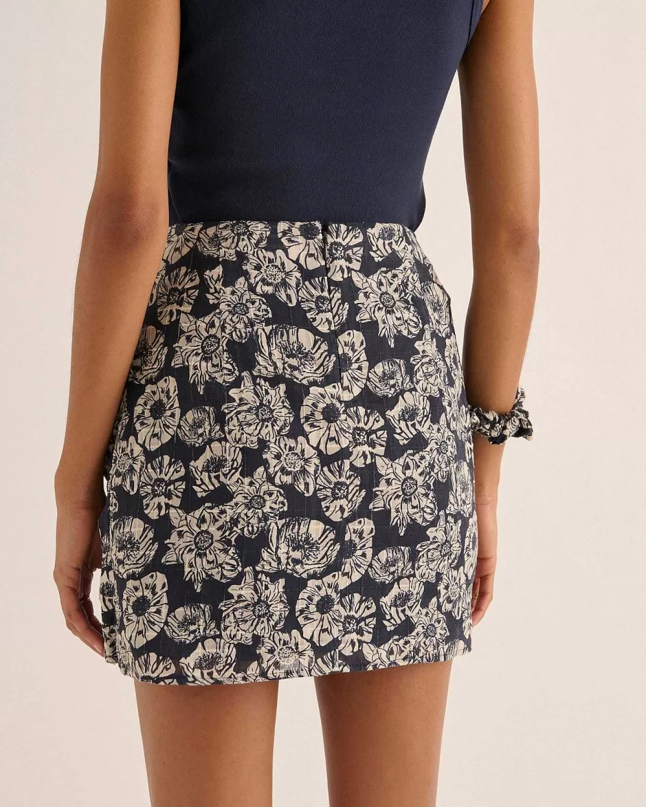 Balzac Jupe Flore Imprime Flower Party Rayures Marine Et Ecru^Femme Jupes Et Shorts