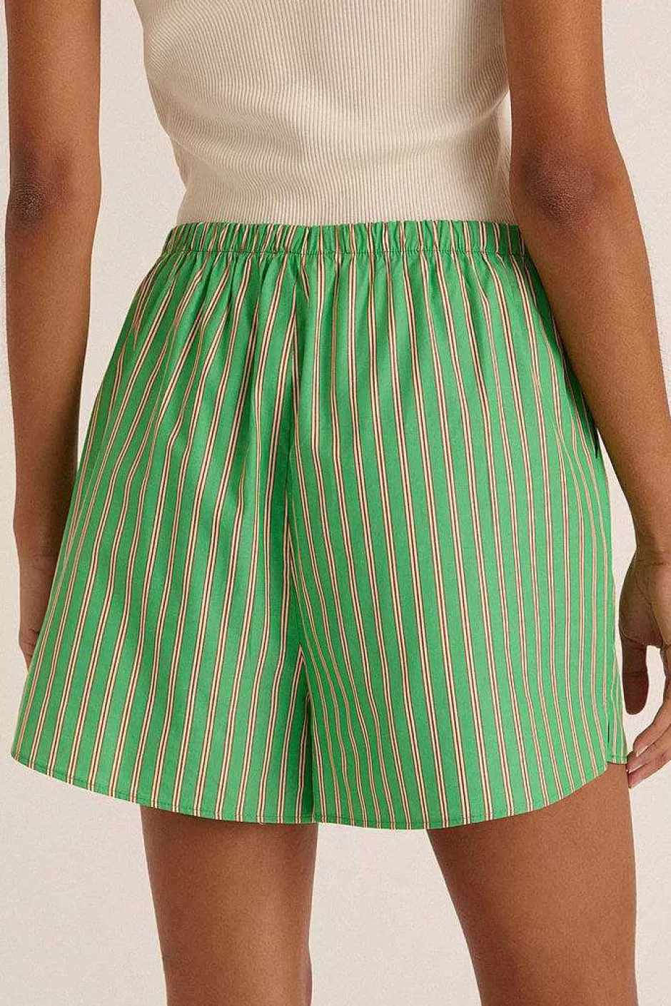 Balzac Short Lino Rayures Vert Et Orange^Femme Jupes Et Shorts