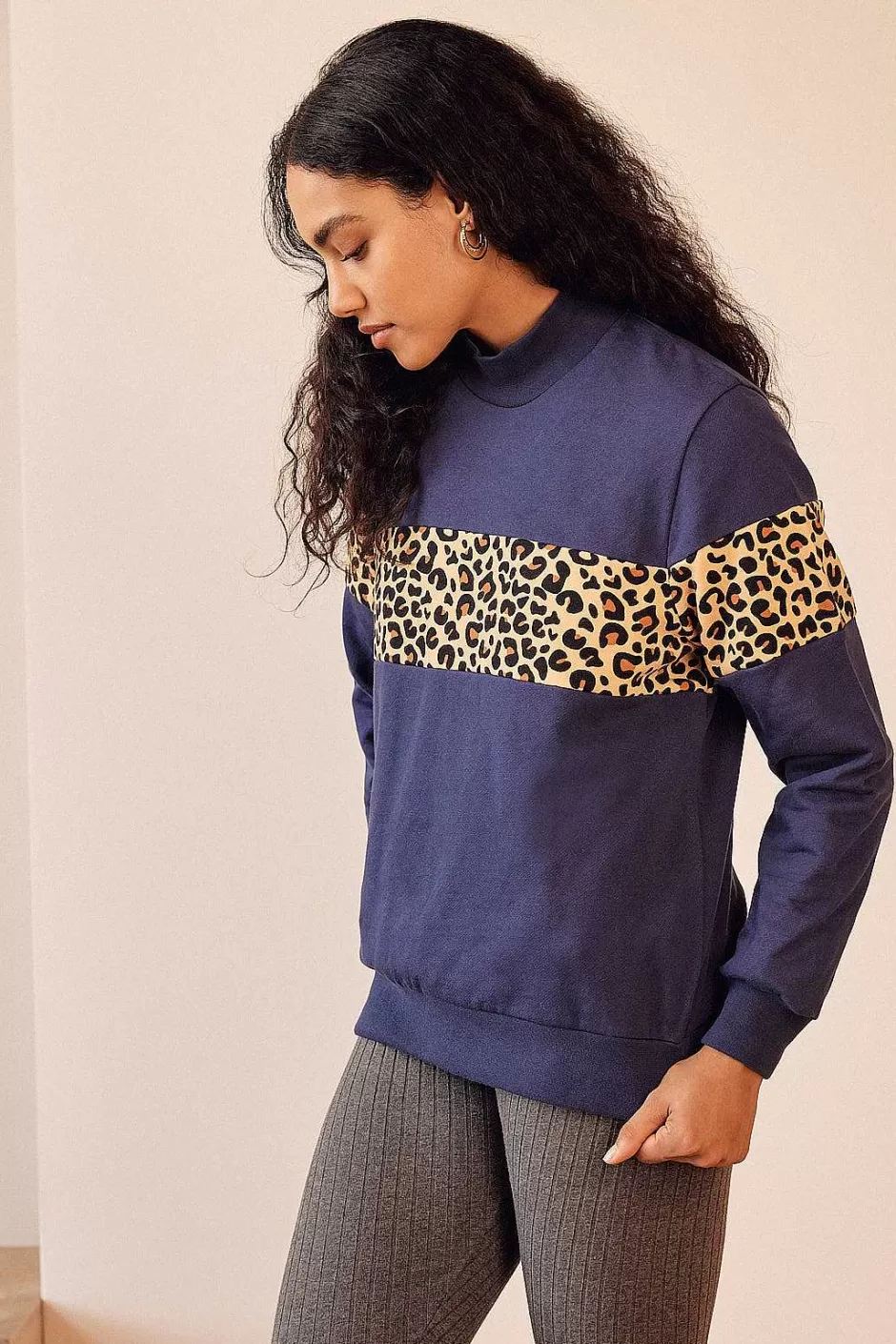 Balzac Sweat Anvers Marine Et Leopard^Femme Sweatshirts